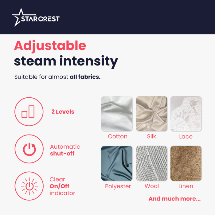 STARCREST Handheld Garment Steamer SGS-1520, 1500 W, 260 ml Removable Water Tank, 3 Accessories, Black [4]