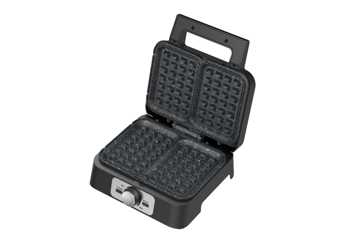STARCREST Waffle Maker WM-2503BX, 1600W, Temperature Control Knob, Ceramic-Coated Plates, Black/Stainless Steel [3]