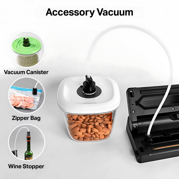 STARCREST Vacuum Sealer Machine VS-6016, 110W, Touch Control, 5 Functions, Vacuum Hose for Containers, Built-in Cutter, Black/Stainless Steel [7]