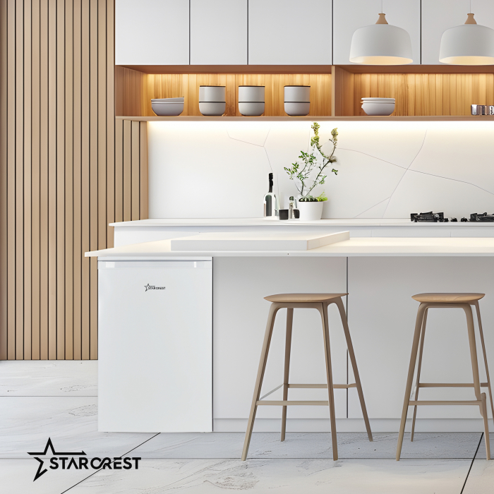 STARCREST Compact Single Door Refrigerator SF-115WHE, Class E, 115 L Capacity, Interior Lighting, H 84.7 cm, White [7]