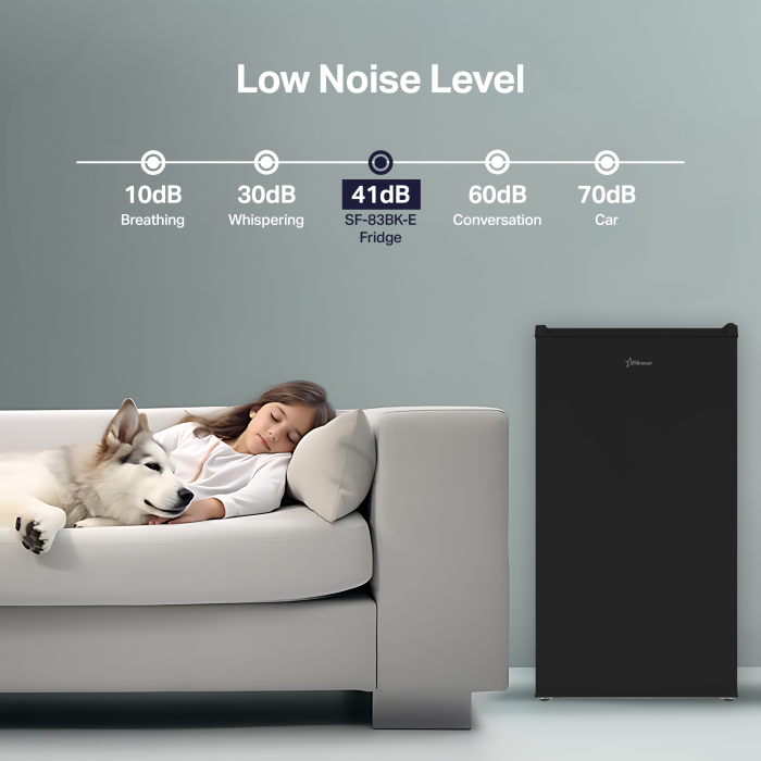 STARCREST Compact Single Door Refrigerator and Freezer SF-83BK-E, Class E, 83L Capacity, Interior Lighting, Ice Compartment, Height 85 cm, Black [7]