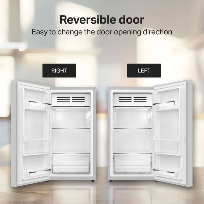 STARCREST Compact Single Door Refrigerator and Freezer SF-83IX-E, Class E, 83L capacity, interior lighting, ice compartment, height 85 cm, stainless steel. [9]