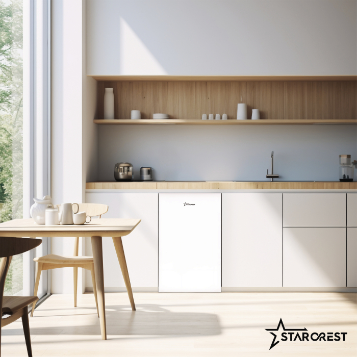 STARCREST Compact Single Door Refrigerator and Freezer SF-83WHE, Class E, 83L capacity, interior lighting, ice compartment, height 85 cm, white [6]