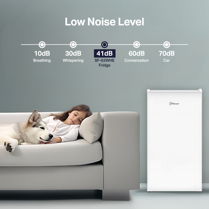 STARCREST Compact Single Door Refrigerator and Freezer SF-83WHE, Class E, 83L capacity, interior lighting, ice compartment, height 85 cm, white [7]