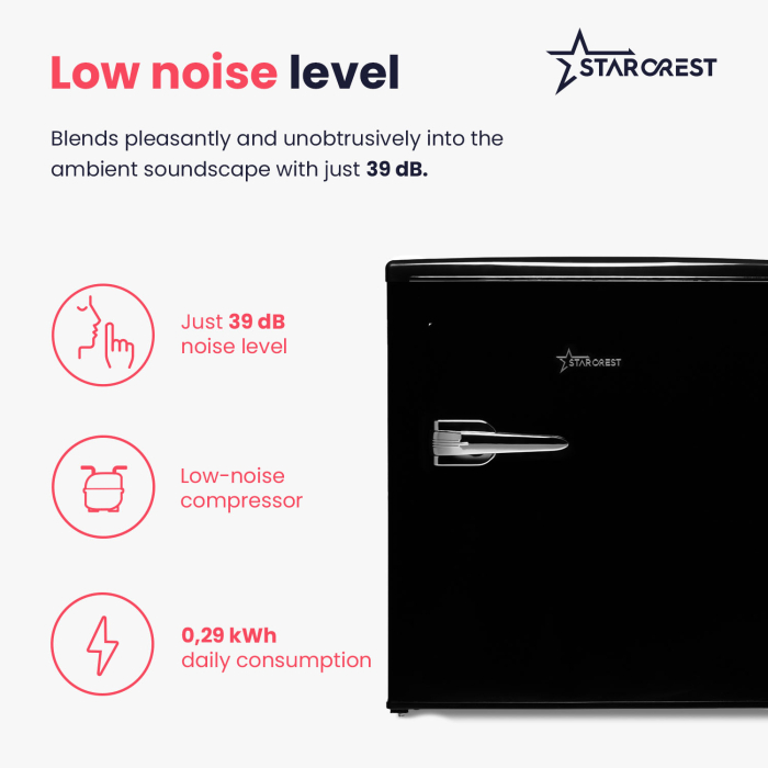 STARCREST Minibar Refrigerator SRMB-47BK, Vintage Design, 46 L, Energy Class E, Height 52 cm, Black [4]