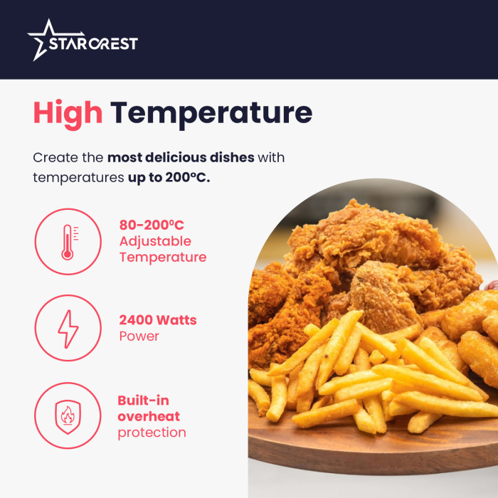 STARCREST Air Fryer SFR-9024BK, 2400 W, Double Basket, 9 Liters, Thermostat 80 - 200 °C, 12 Programs, Black [5]