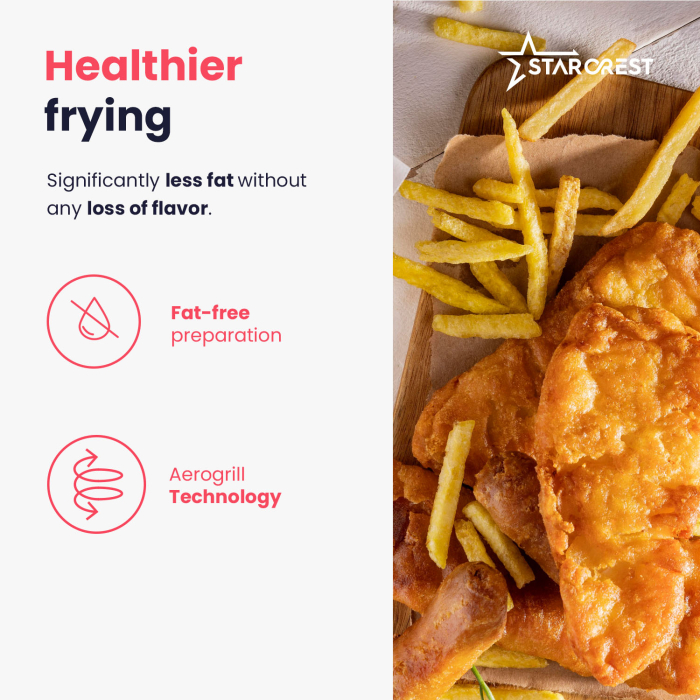 STARCREST Digital Air Fryer SFR-3560BK, 1300W, 3.5 Liters, Thermostat 80 - 200 °C, 6 Predefined Programs, Black [7]