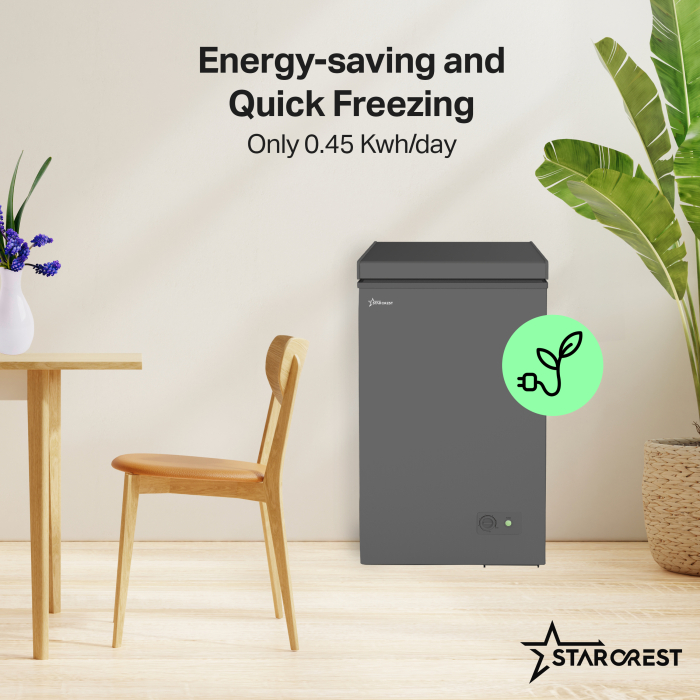 STARCREST chest freezer SCF-92SL-E, class E, 92L capacity, adjustable thermostat, grey [4]