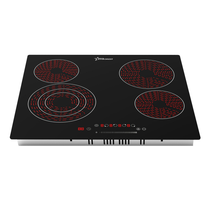 STARCREST Built-in hob SEH-62S3, Vitroceramic, 4 cooking zones, 9 power levels, 6500 W, Touch control, Timer, Black Glass [6]