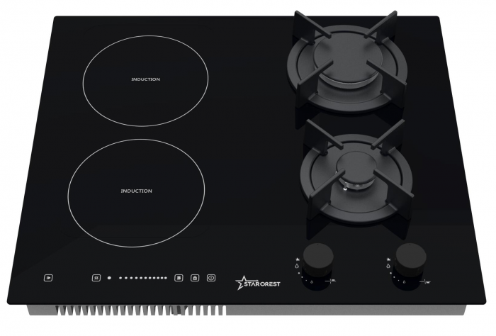 STARCREST Built-in hob SIH-HM9066, Mixed, 2 Gas Zones & 2 Induction Zones, Electric Ignition, Black Glass  [2]