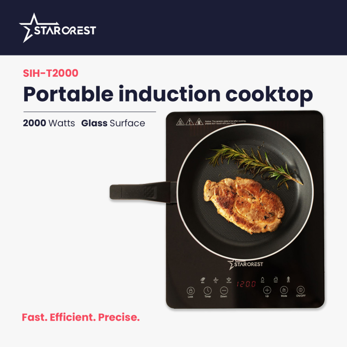Starcrest built-in induction hob SIH-T2000, 2000 W, touch control, 6 cooking functions, ultra slim design [2]
