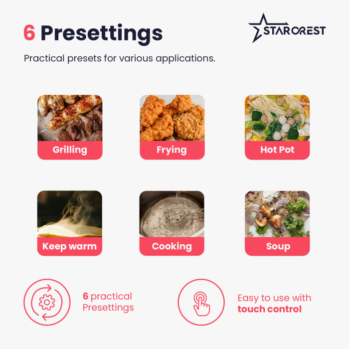 Starcrest built-in induction hob SIH-T2000, 2000 W, touch control, 6 cooking functions, ultra slim design [5]