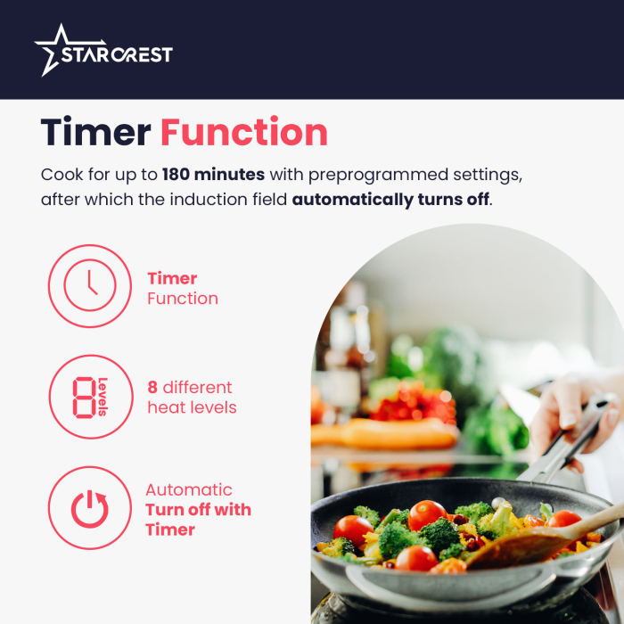 Starcrest built-in induction hob SIH-T2000, 2000 W, touch control, 6 cooking functions, ultra slim design [4]