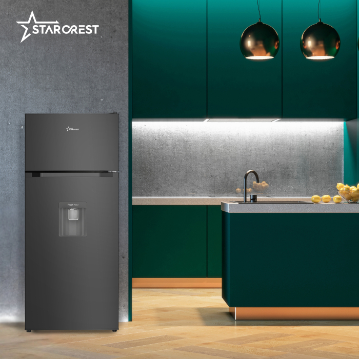 STARCREST 2-Door Refrigerator SF-203WD-BKE, 203 L, Class E, Water Dispenser, LED Lighting, Adjustable Thermostat, Reversible Doors, H 145 cm, Black [6]