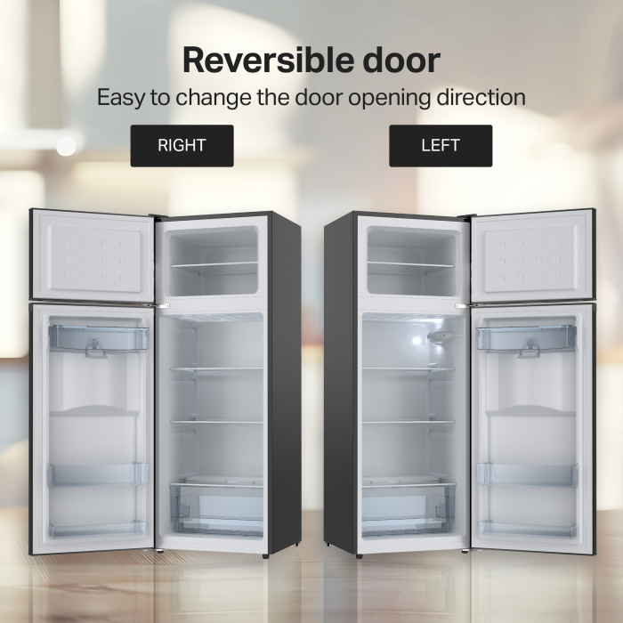 STARCREST 2-Door Refrigerator SF-203WD-BKE, 203 L, Class E, Water Dispenser, LED Lighting, Adjustable Thermostat, Reversible Doors, H 145 cm, Black [8]