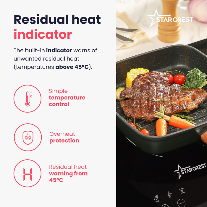 STARCREST built-in induction hob SIH-3030, 3300 W, 2 cooking zones, 9 power levels, touch control, timer, black glass [7]