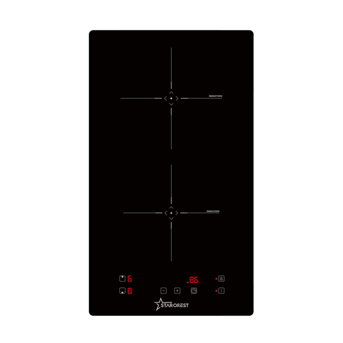 STARCREST built-in induction hob SIH-3030, 3300 W, 2 cooking zones, 9 power levels, touch control, timer, black glass [1]