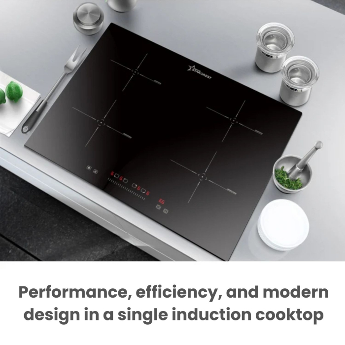 STARCREST built-in induction hob SIH-6060, 4 cooking zones, touch control, booster function, timer, black glass [5]
