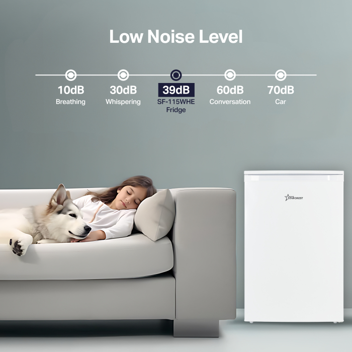 STARCREST Compact Single Door Refrigerator SF-115WHE, Class E, 115 L Capacity, Interior Lighting, H 84.7 cm, White [5]