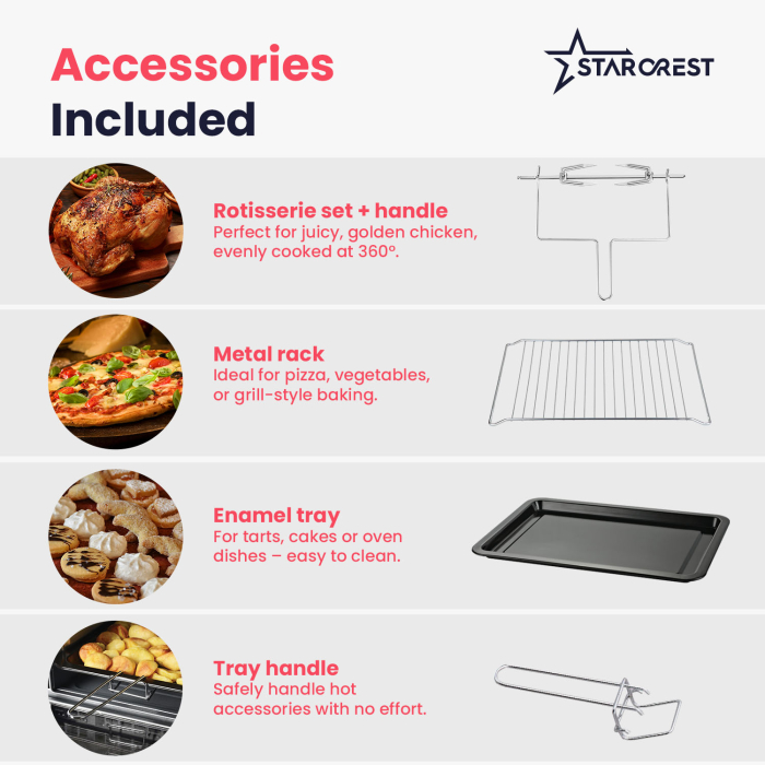 STARCREST Electric Oven SO-3511BK, 35L, 1500W, Rotisserie, Convection, 12 Predefined Programs, Digital Interface, Black [5]