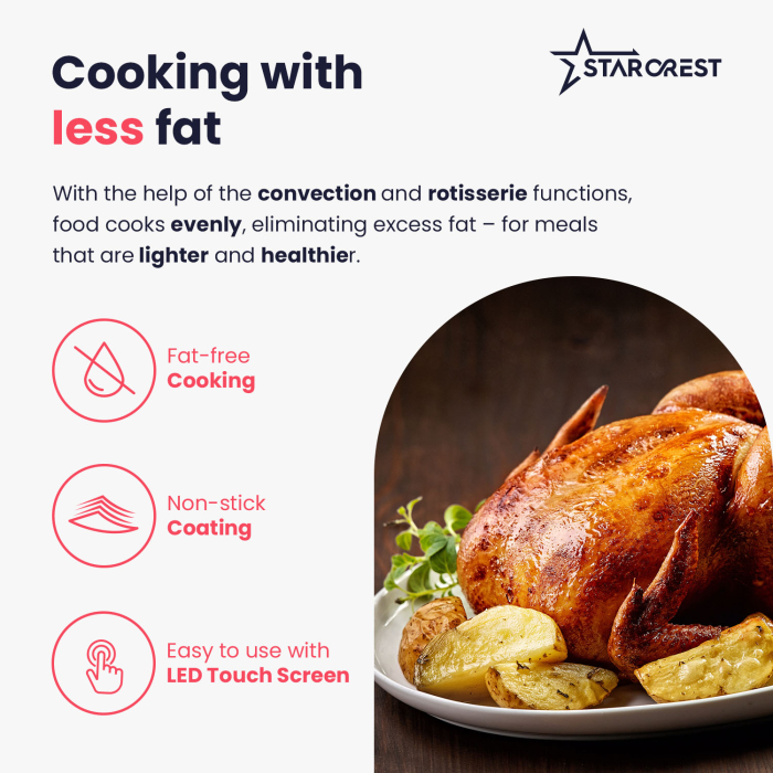 STARCREST Electric Oven SO-4520BK, 45L, 1800W, Rotisserie, Convection, 12 Preset Programs, Digital Interface, Black [3]