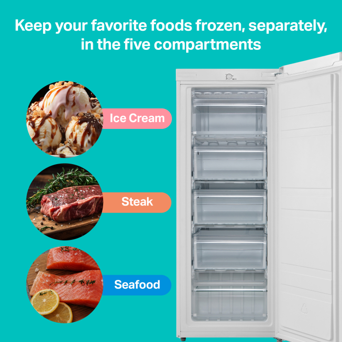 STARCREST Freezer SUF-160WH, 160 L, Class E, Static Cooling, Adjustable Thermostat, Reversible Doors, Height 142 cm, White [5]