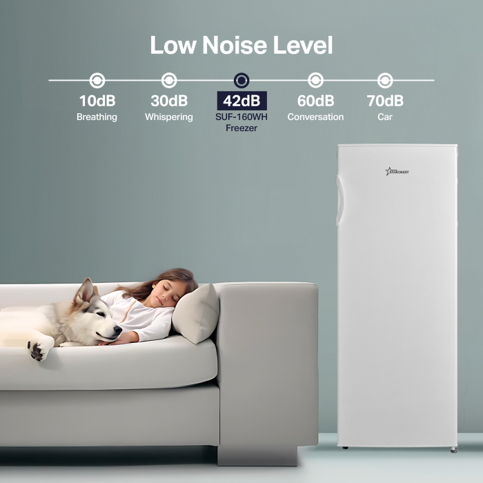 STARCREST Freezer SUF-160WH, 160 L, Class E, Static Cooling, Adjustable Thermostat, Reversible Doors, Height 142 cm, White [6]