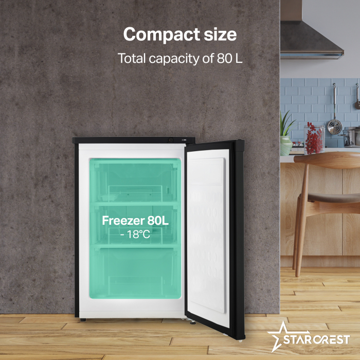STARCREST Freezer SUF-86BK, Class E, 80 L Capacity, 3 Drawers, Height 84.5 cm, Black [3]