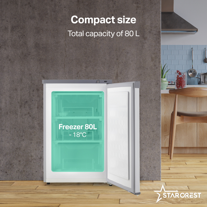 STARCREST Freezer SUF-86SI, Class E, 80 L Capacity, 3 Drawers, Height 84.5 cm, Gray [3]