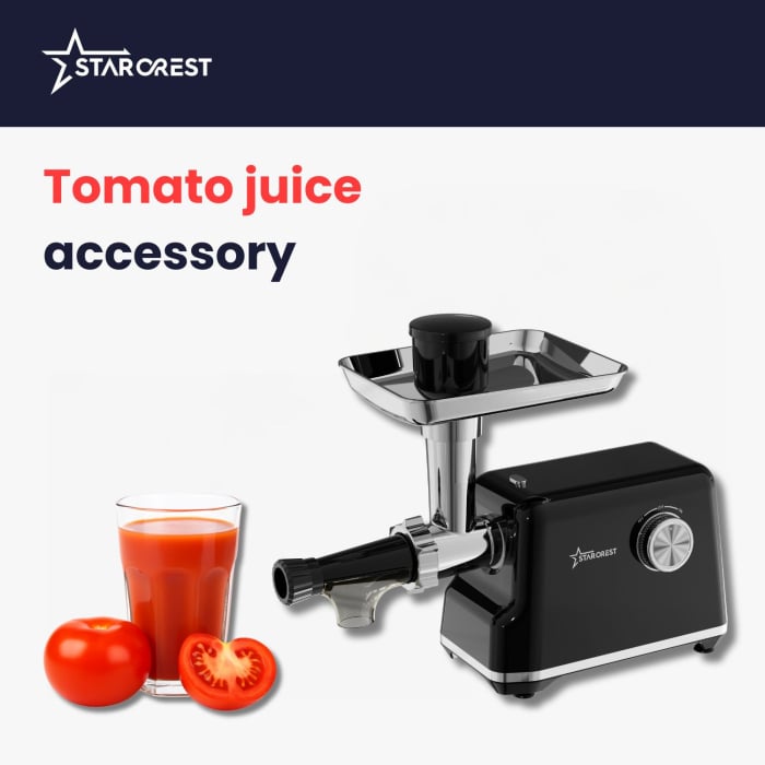 STARCREST Meat Grinder SMG-2025BK, 2000 W, Tomato and Sausage Attachment, 3 Cutting Plates, Stainless Steel Blade, Black [4]