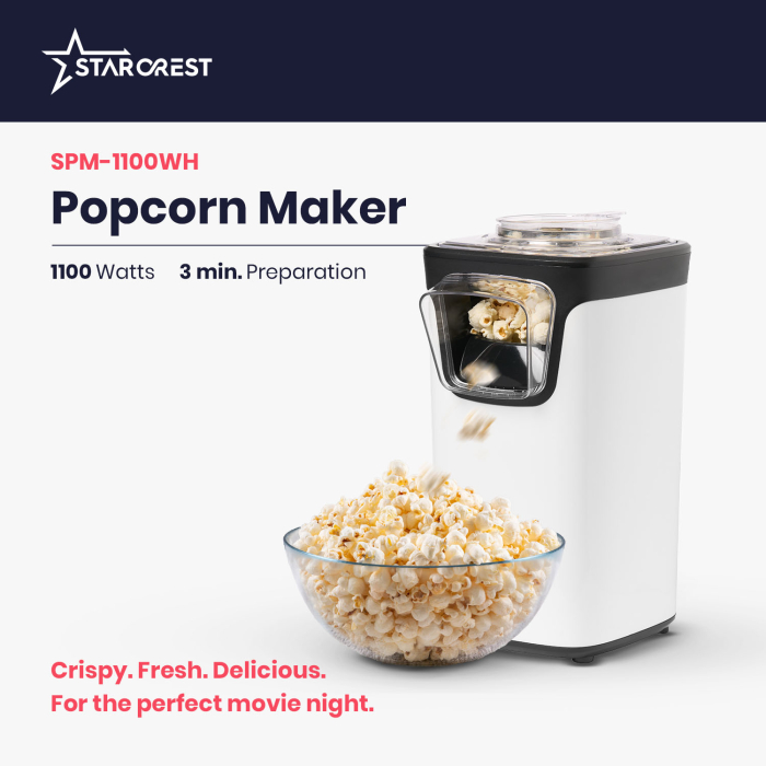 STARCREST Popcorn Maker SPM-1100WH, 1100W, White/Black [2]