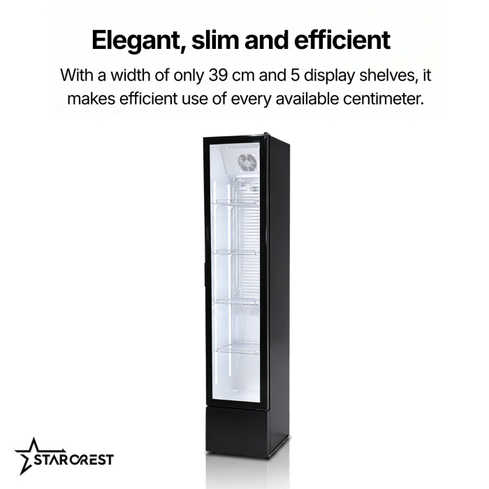Starcrest Professional Refrigerated Display Case SPS-150BK, 150 L, Temperature Display, Digital Control Panel, LED Lighting, Height 188 cm [7]