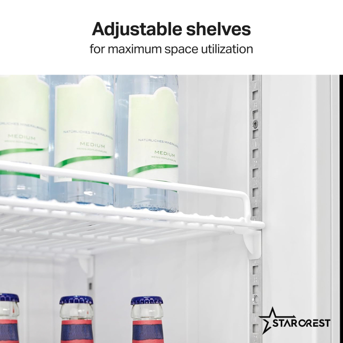 STARCREST Professional Refrigerated Display Case SPS-300BK, 300 L, Adjustable Thermostat, LED Lighting, H 169.5 cm, Black [5]