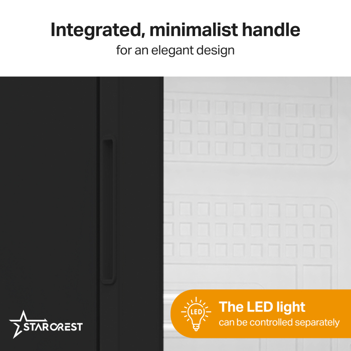 STARCREST Professional Refrigerated Display Case SPS-300DC, 300 L, Light Box, Adjustable Thermostat, LED Lighting, Height 193 cm, Black [4]