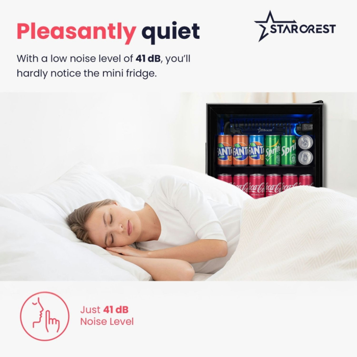 STARCREST Refrigerated Display Case SBC-5010BK, 46 L, Temperature Control, Glass Door, Height 48.8 cm, Black [6]