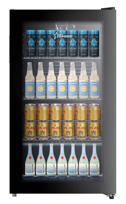 STARCREST Refrigerated Display Case SBC-9901BKE, 93 L, Adjustable Thermostat, LED Lighting, Glass Door, Height 84.5 cm, Black [1]