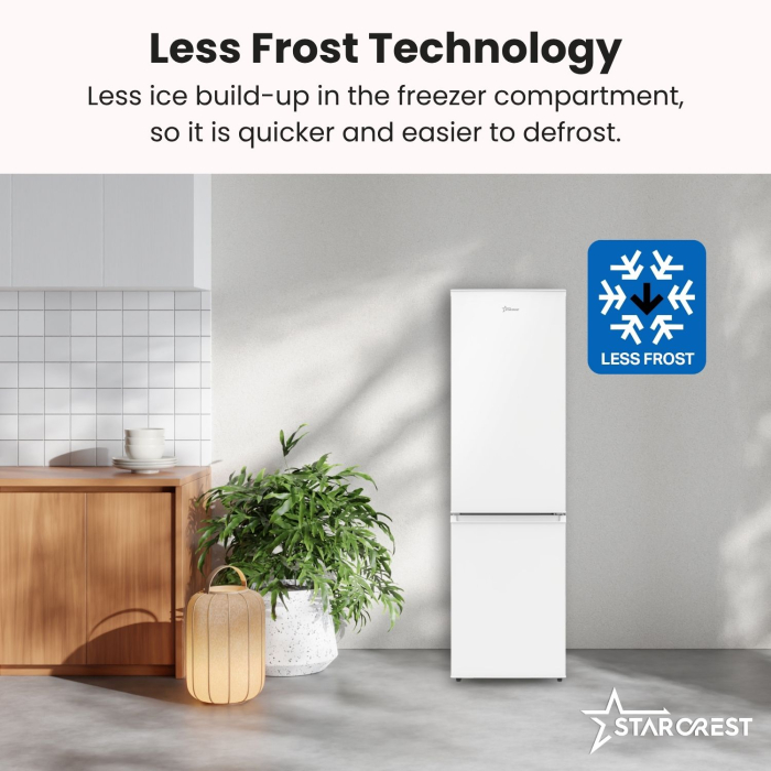STARCREST SC-170WH-E fridge freezer, 170 L, Energy Class E, Less Frost, Adjustable thermostat, LED lighting, Adjustable feet, Reversible doors, Height 151.8 cm, White [6]