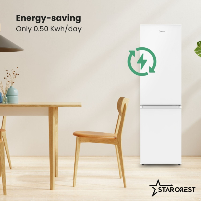 STARCREST SC-170WH-E fridge freezer, 170 L, Energy Class E, Less Frost, Adjustable thermostat, LED lighting, Adjustable feet, Reversible doors, Height 151.8 cm, White [4]
