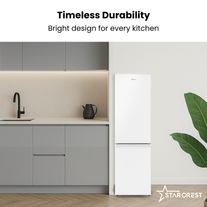 STARCREST SC-170WH-E fridge freezer, 170 L, Energy Class E, Less Frost, Adjustable thermostat, LED lighting, Adjustable feet, Reversible doors, Height 151.8 cm, White [5]