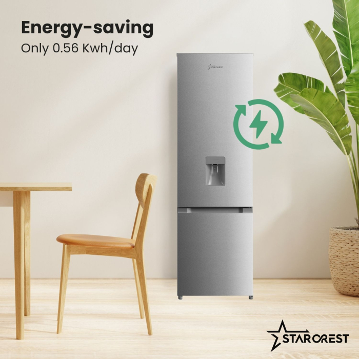 STARCREST SC-259WD-IX refrigerator-freezer, 259 L, Class E, Water Dispenser, Less Frost, Adjustable Thermostat, LED Lighting, Fingerprint-resistant Stainless Steel Finish, Adjustable Feet, Reversible [5]