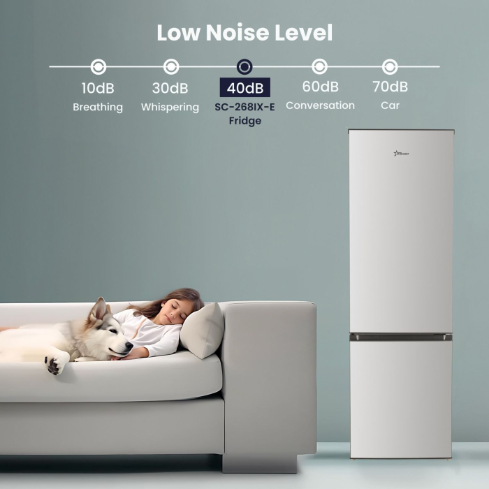 STARCREST SC-268IX-E Refrigerator-Freezer, 268 L, Energy Class E, Less Frost, Adjustable Thermostat, LED Lighting, Fingerprint-Resistant Stainless Steel Finish, Adjustable Feet, Reversible Doors, 178 [9]