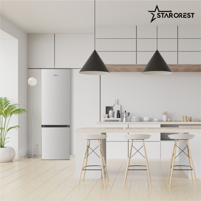 STARCREST SC-268IX-E Refrigerator-Freezer, 268 L, Energy Class E, Less Frost, Adjustable Thermostat, LED Lighting, Fingerprint-Resistant Stainless Steel Finish, Adjustable Feet, Reversible Doors, 178 [8]