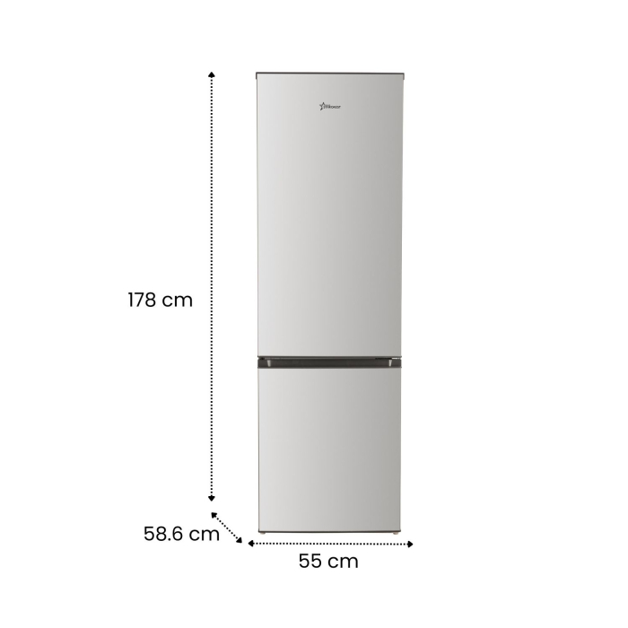 STARCREST SC-268IX-E Refrigerator-Freezer, 268 L, Energy Class E, Less Frost, Adjustable Thermostat, LED Lighting, Fingerprint-Resistant Stainless Steel Finish, Adjustable Feet, Reversible Doors, 178 [10]