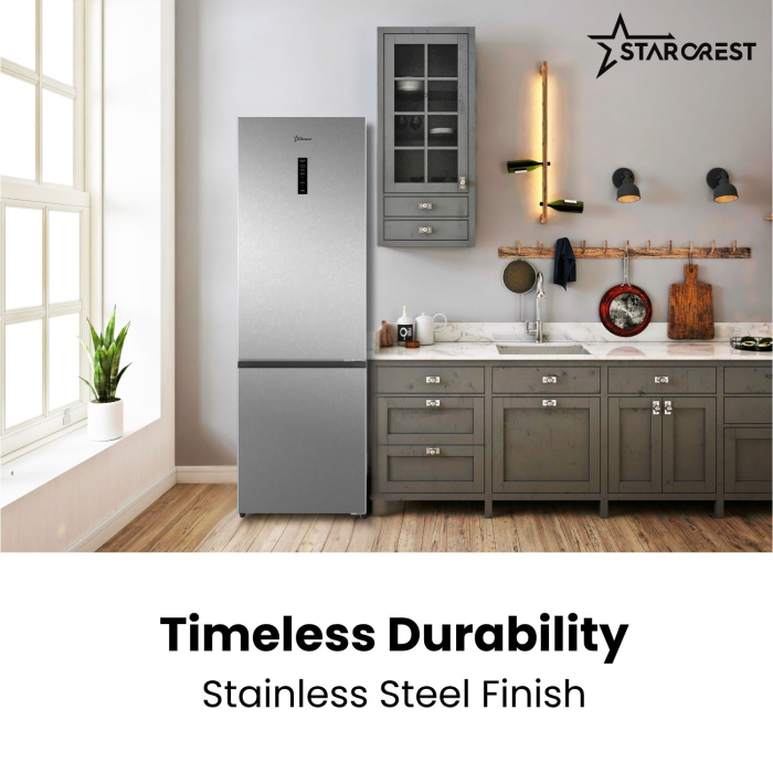 STARCREST SCN-405D-IX fridge freezer, 405 L, Total No Frost, Energy Class E, Digital display, LED lighting, Anti-fingerprint stainless steel surface, Reversible doors, Height 185.5 cm, Stainless steel [6]