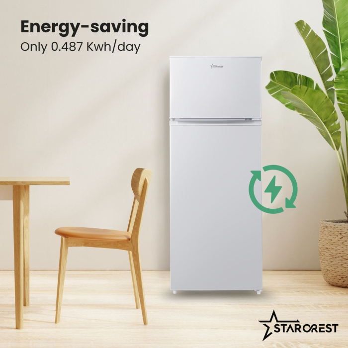 STARCREST SF-210WH-E 2-door refrigerator, 210 L, Energy Class E, LED lighting, Adjustable thermostat, Reversible doors, Height 143 cm, White [4]