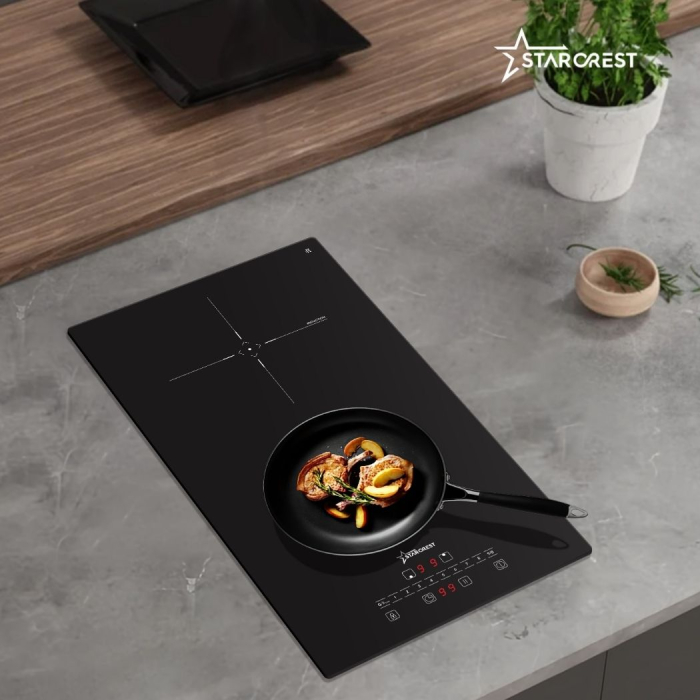 STARCREST SIH-3232 Built-in Induction Hob, 3500 W, 2 Cooking Zones, 9 Power Levels, Touch Control, Timer, Black Kanger Glass [9]
