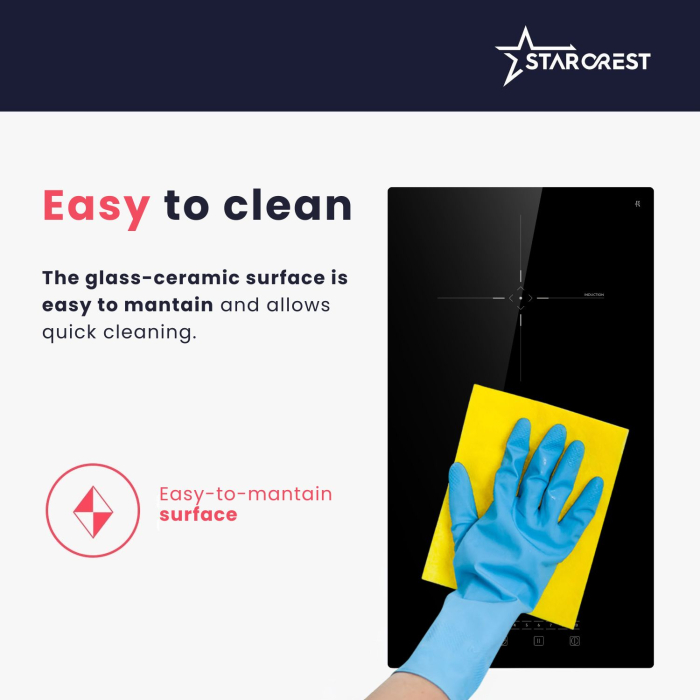 STARCREST SIH-3232 Built-in Induction Hob, 3500 W, 2 Cooking Zones, 9 Power Levels, Touch Control, Timer, Black Kanger Glass [6]