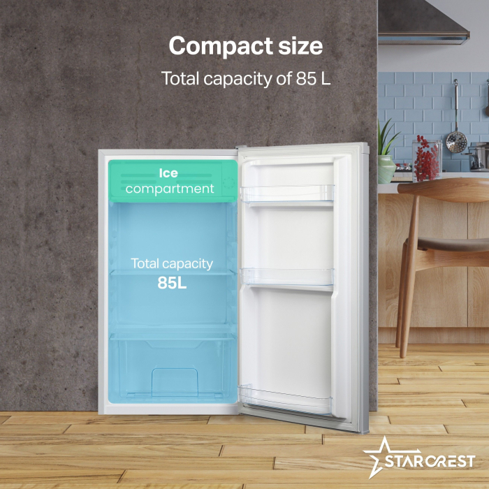 STARCREST Single Door Refrigerator SF-85SL-E, Energy Class E, 85L Capacity, Interior Lighting, Ice Compartment, Height 82 cm, Grey [3]