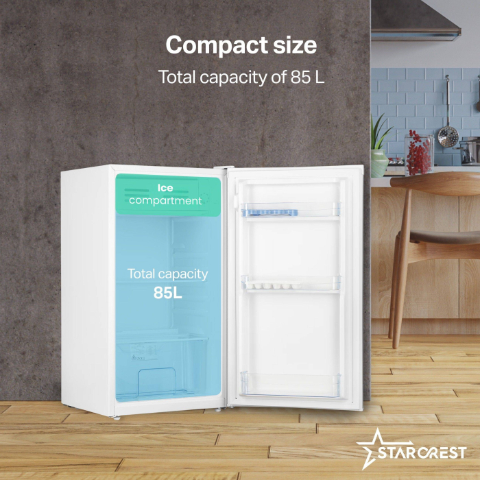 STARCREST Single Door Refrigerator SF-85WH-E, 85 L, Energy Class E, Interior Lighting, Ice Compartment, Height 82 cm, White [3]