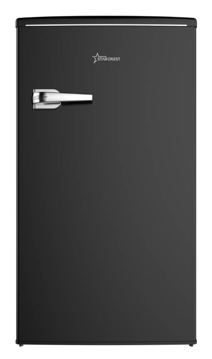 STARCREST Single Door Refrigerator SRF-86BK, Vintage Design, 85L, Energy Class E, Interior Lighting, Height 84 cm, Black [1]